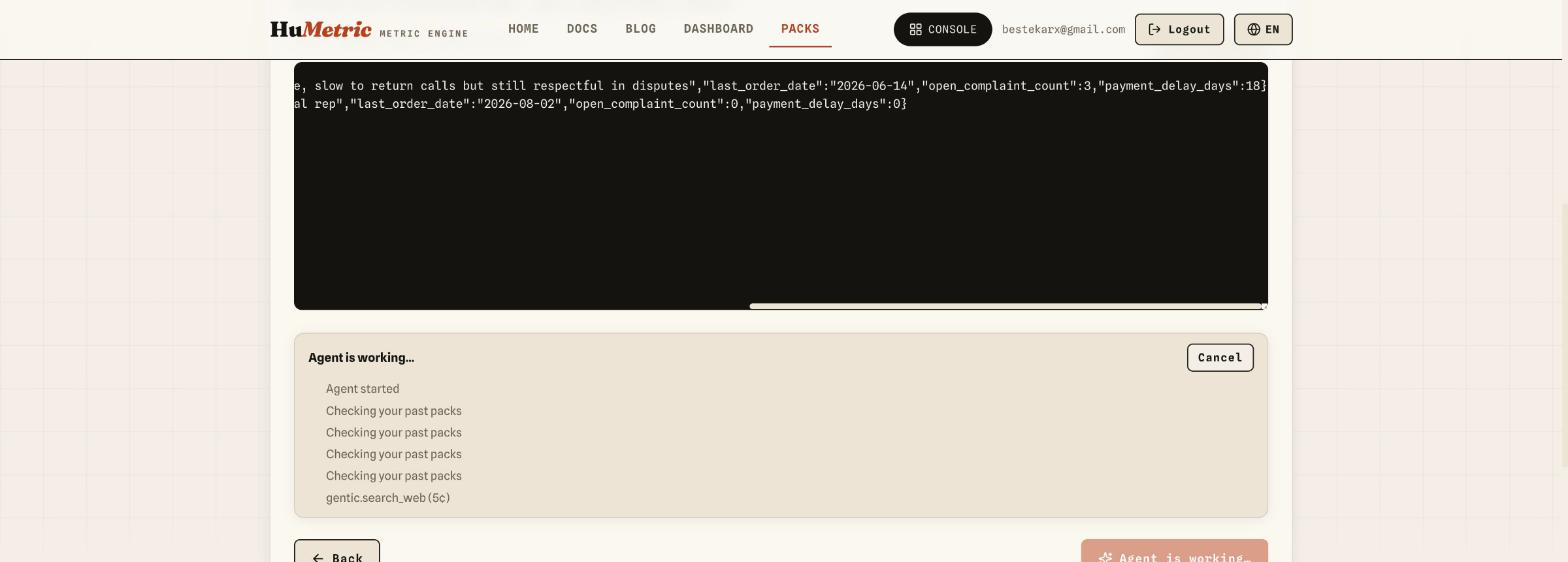 Live agent step list while running: checking past packs and gentic.search_web research call